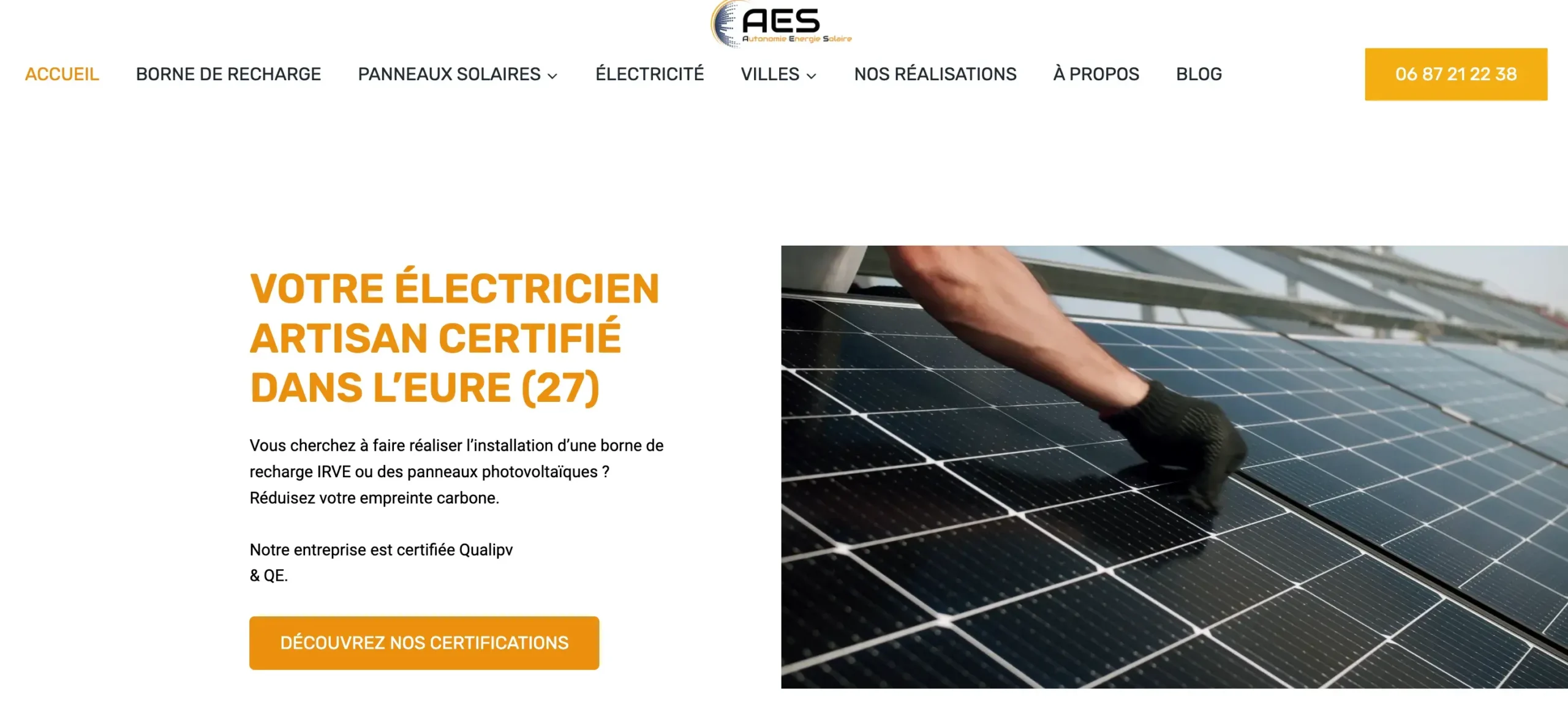 Site internet AES Normandie électricien en Normandie