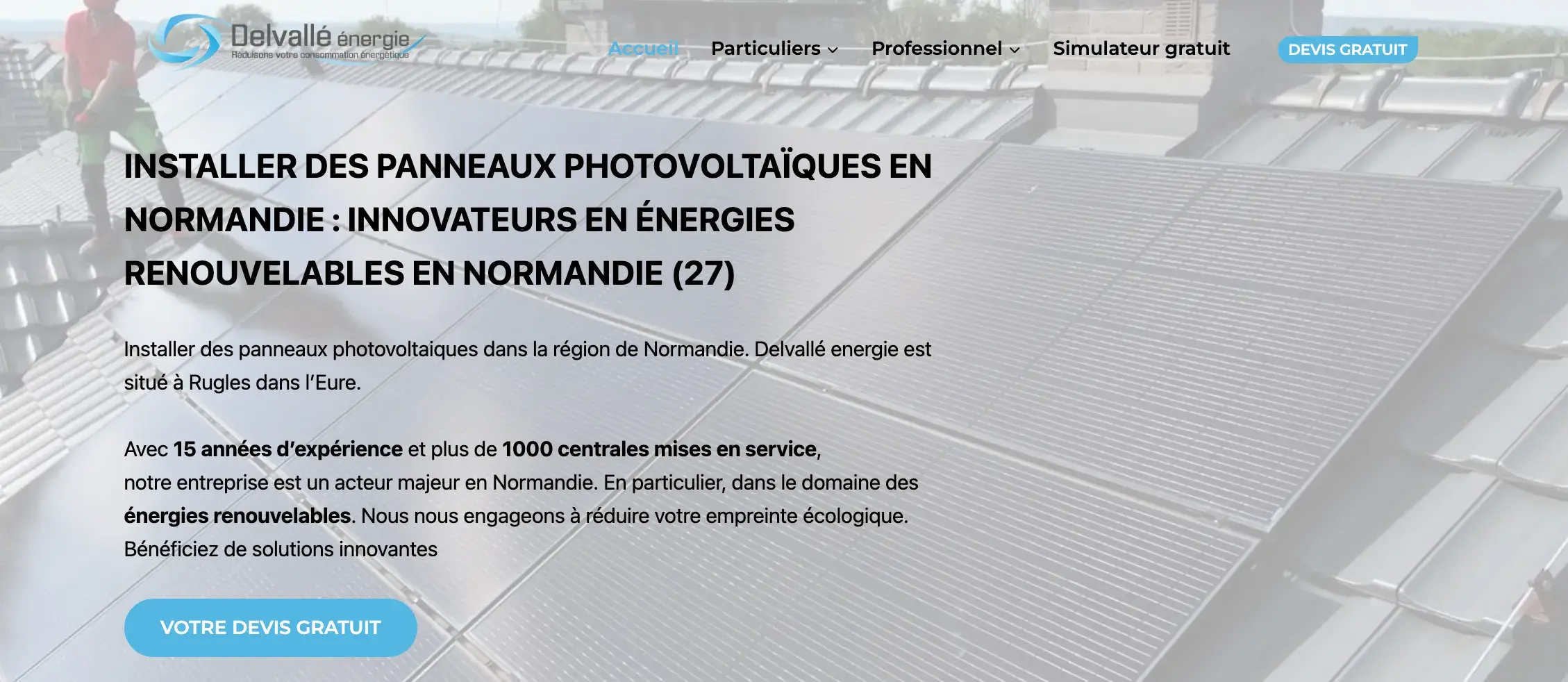 Site internet Delvallé Énergie installateur photovoltaïque