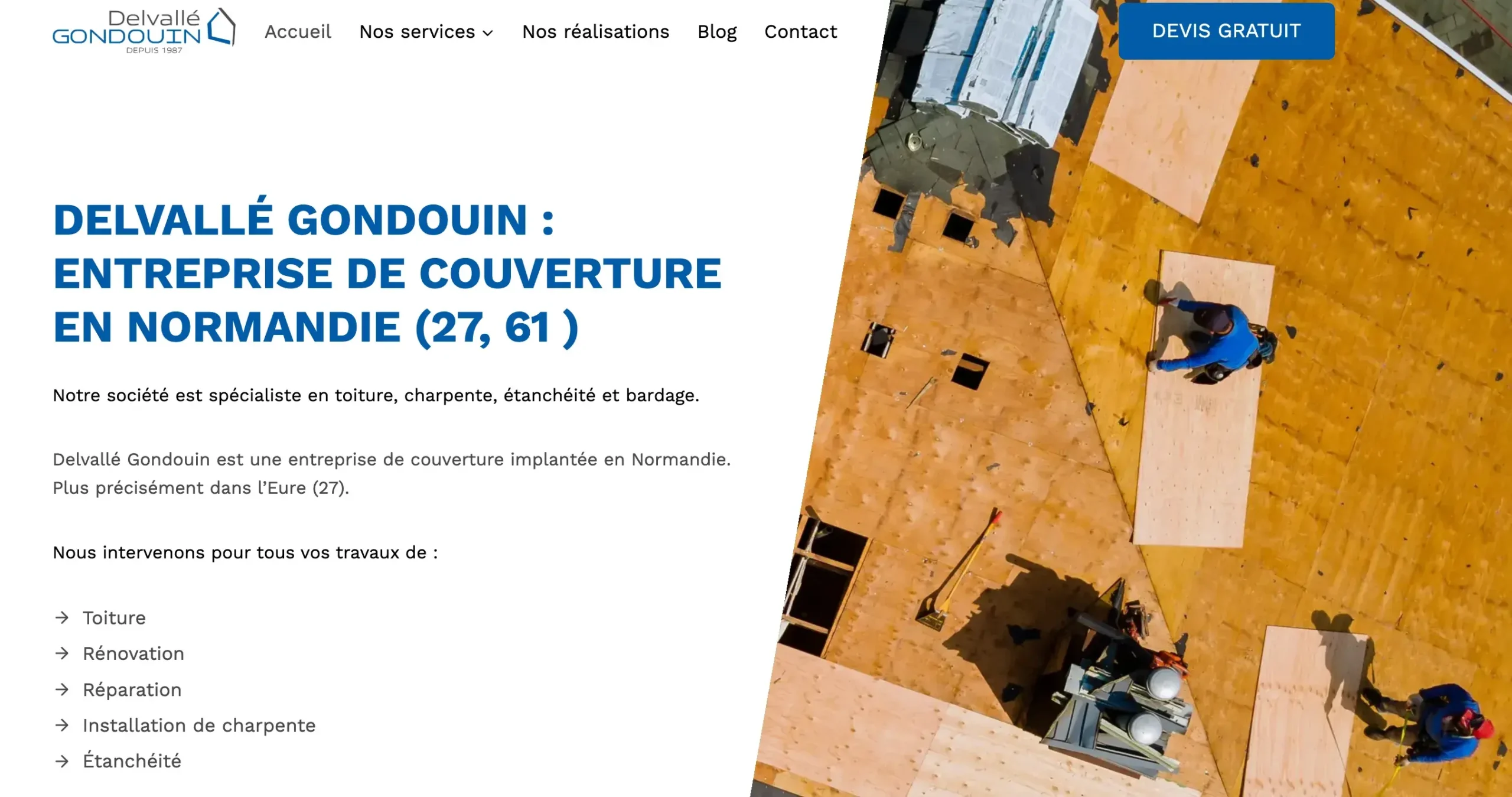 Réalisation site internet Delvallé Gourdin couverture maison