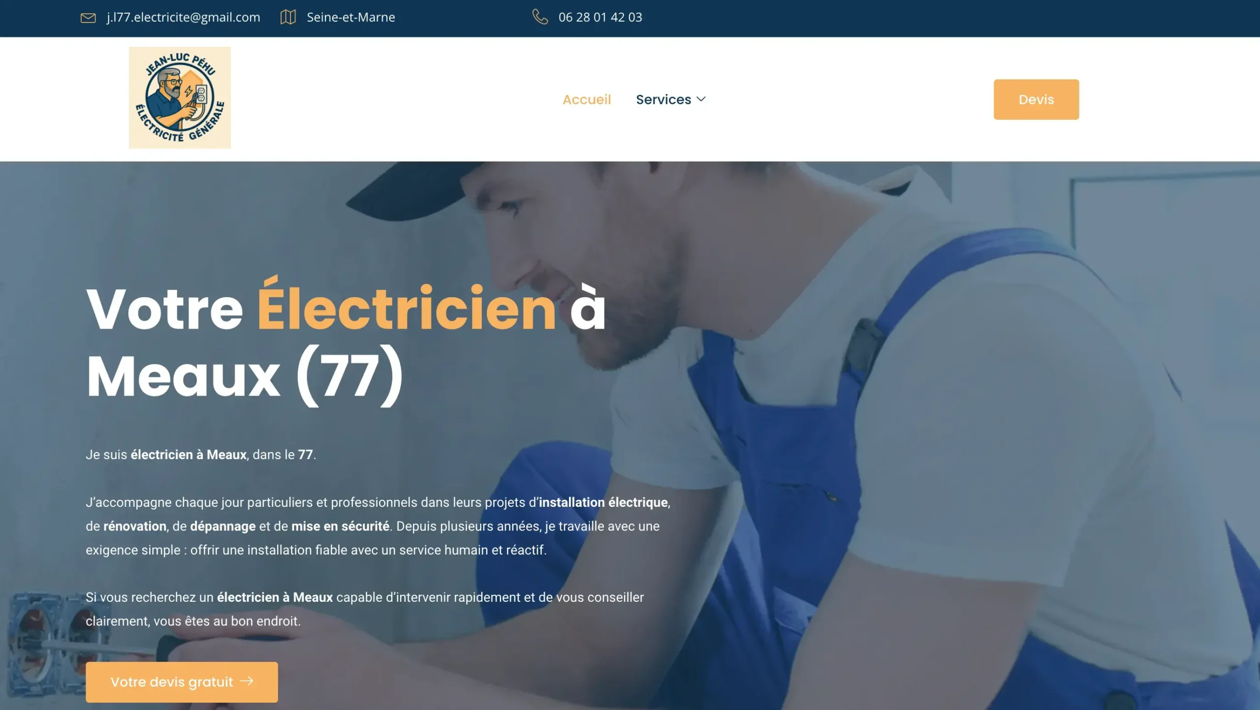 Site internet Jean Luc Électricien à Meaux