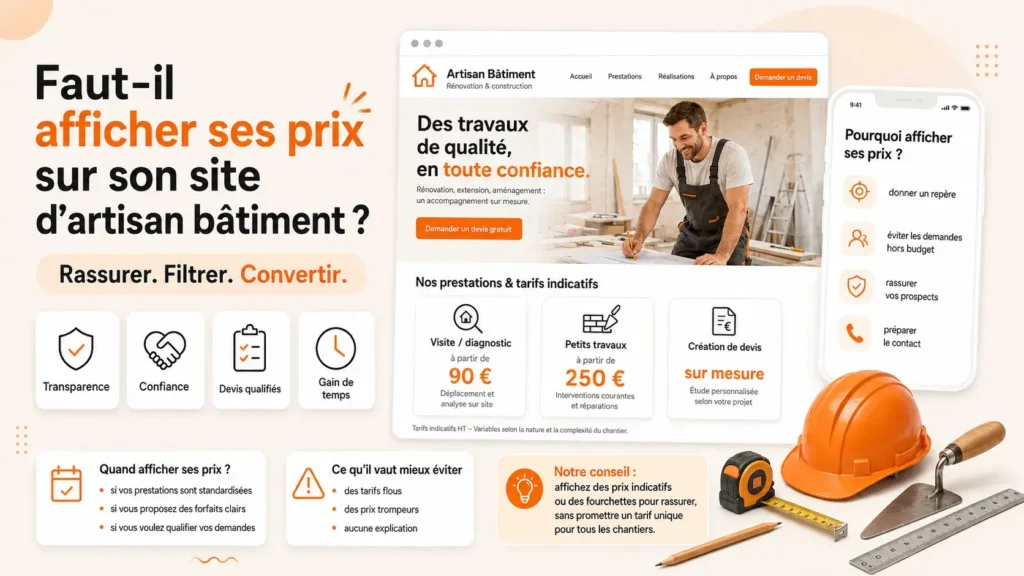 Faut-il afficher ses prix sur son site d'artisan bâtiment ?