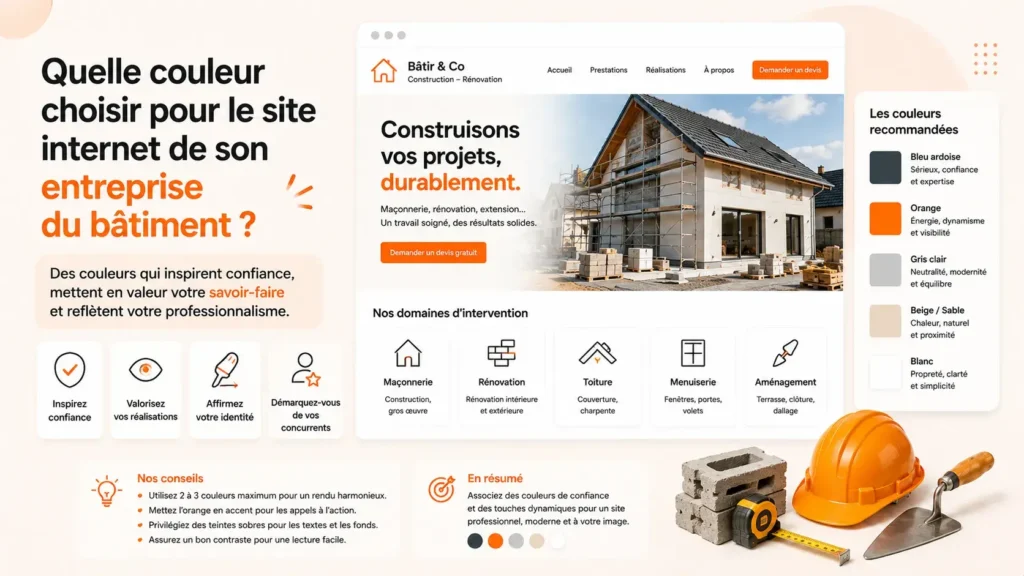 Quelle couleur choisir pour le site internet de son entreprise du bâtiment ?