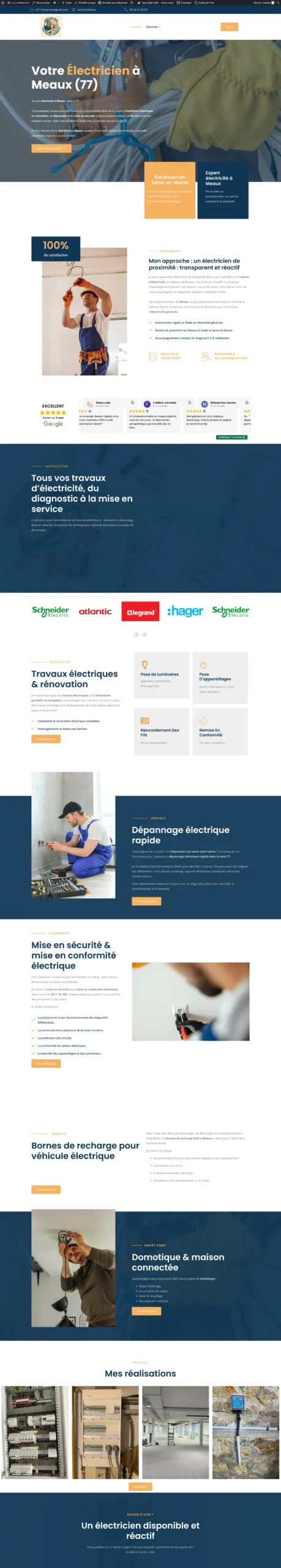 Vue complète site Jean Luc Électricien Meaux