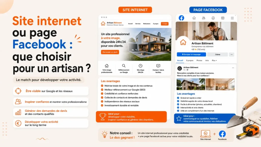 Site internet ou page Facebook : que choisir pour un artisan ?