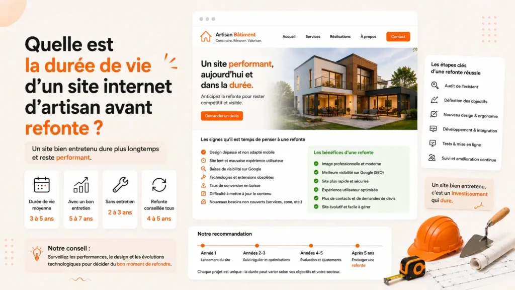 Quelle est la durée de vie d'un site internet d'artisan avant refonte ?