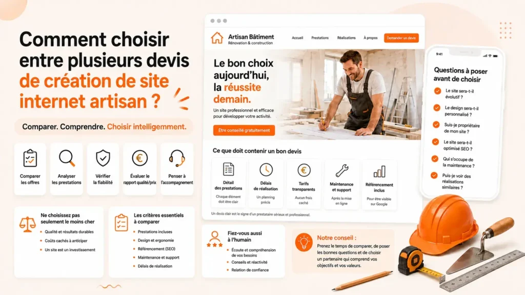 Comment choisir entre plusieurs devis de création de site internet artisan ?