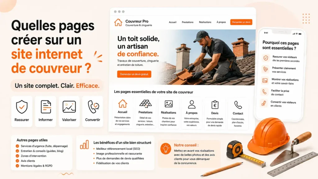 Quelles pages créer sur un site internet de couvreur ?
