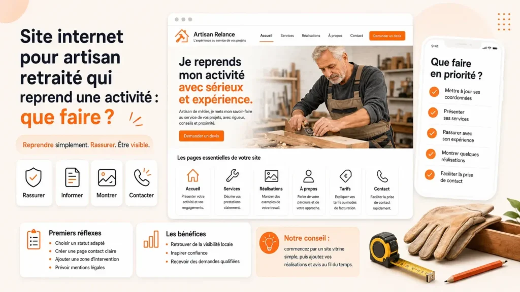 Site internet pour artisan retraité qui reprend une activité